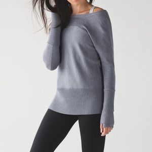 Lululemon Sattva Merino Wool Knit Sweater Gray 6